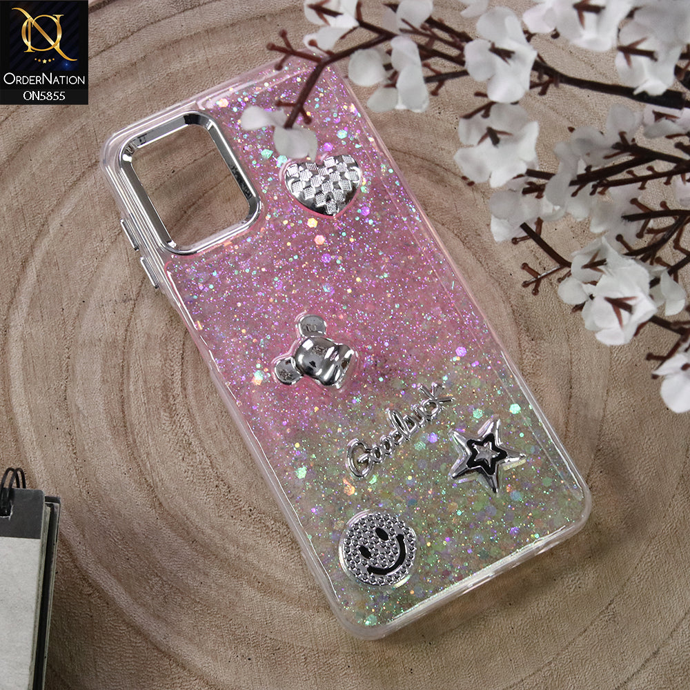 Samsung Galaxy A22 5G Cover - Design6 - New Cool 3D Goodluck Trendy Dual Sides Glitter Shiny Case (Glitter Doesn`t Move)