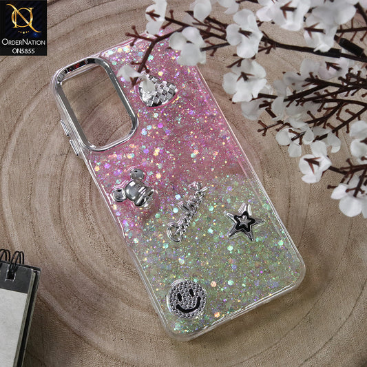 Samsung Galaxy F17 Cover - Design6 - New Cool 3D Goodluck Trendy Dual Sides Glitter Shiny Case (Glitter Doesn`t Move)
