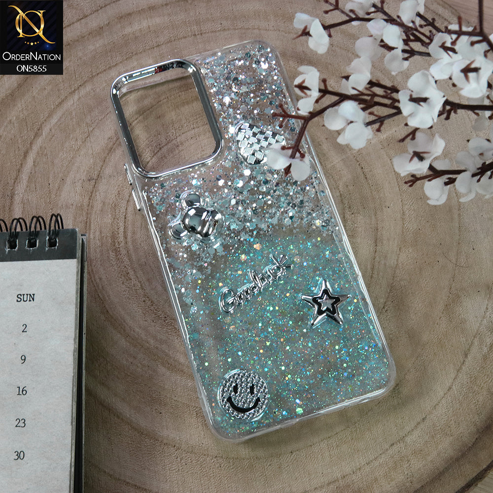 Infinix Smart 10 Cover - Design1 - New Cool 3D Goodluck Trendy Dual Sides Glitter Shiny Case (Glitter Doesn`t Move)