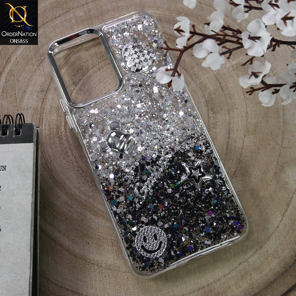 Infinix Smart 10 Cover - Design4 - New Cool 3D Goodluck Trendy Dual Sides Glitter Shiny Case (Glitter Doesn`t Move)