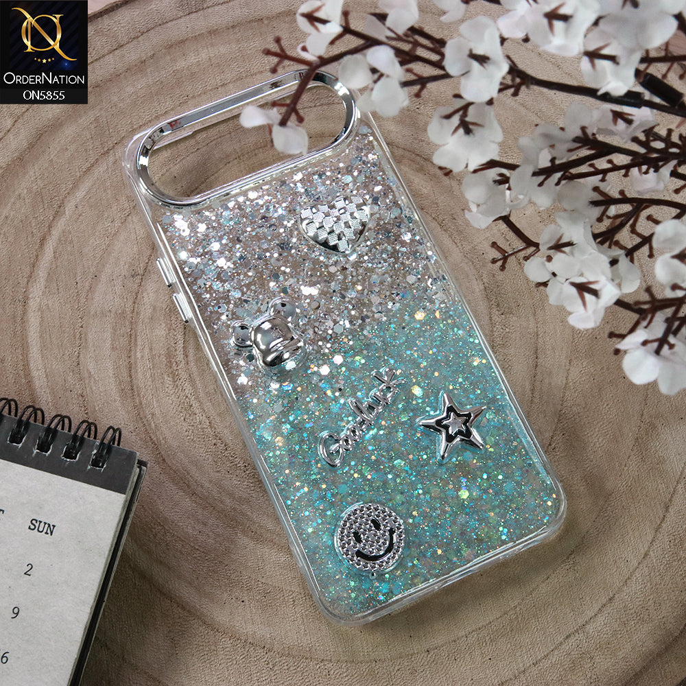 Infinix Smart 10 Plus Cover - Design1 - New Cool 3D Goodluck Trendy Dual Sides Glitter Shiny Case (Glitter Doesn`t Move)