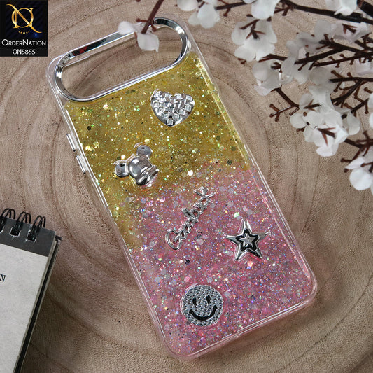 Infinix Smart 10 Plus Cover - Design2 - New Cool 3D Goodluck Trendy Dual Sides Glitter Shiny Case (Glitter Doesn`t Move)