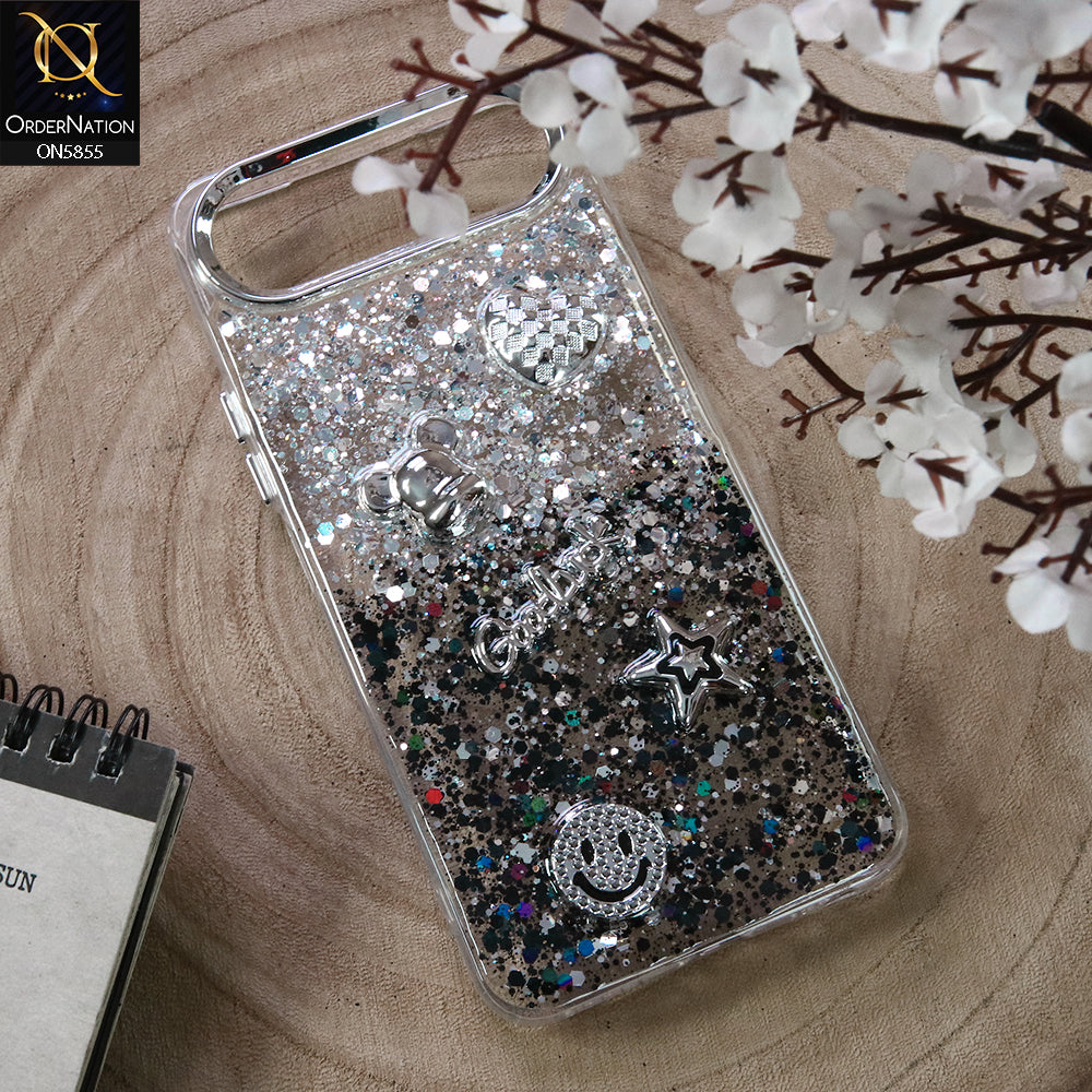 Infinix Smart 10 Plus Cover - Design4 - New Cool 3D Goodluck Trendy Dual Sides Glitter Shiny Case (Glitter Doesn`t Move)