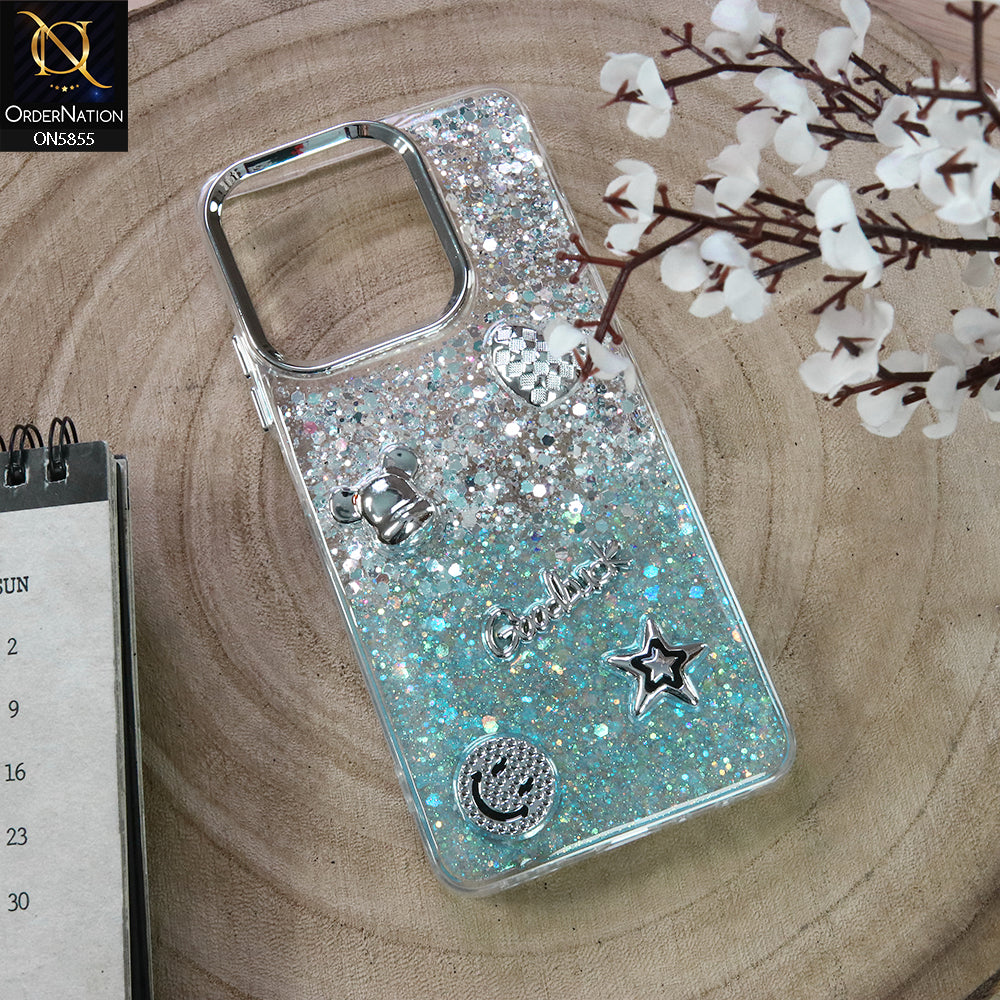 Tecno Spark 20C Cover - Design1 - New Cool 3D Goodluck Trendy Dual Sides Glitter Shiny Case (Glitter Doesn`t Move)