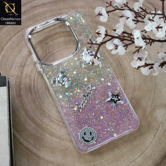 Tecno Spark 20C Cover - Design3 - New Cool 3D Goodluck Trendy Dual Sides Glitter Shiny Case (Glitter Doesn`t Move)