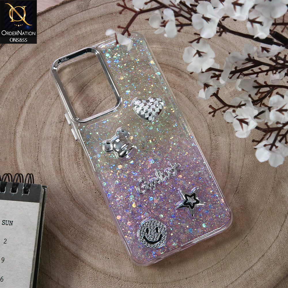 Vivo Y03t Cover - Design3 - New Cool 3D Goodluck Trendy Dual Sides Glitter Shiny Case (Glitter Doesn`t Move)