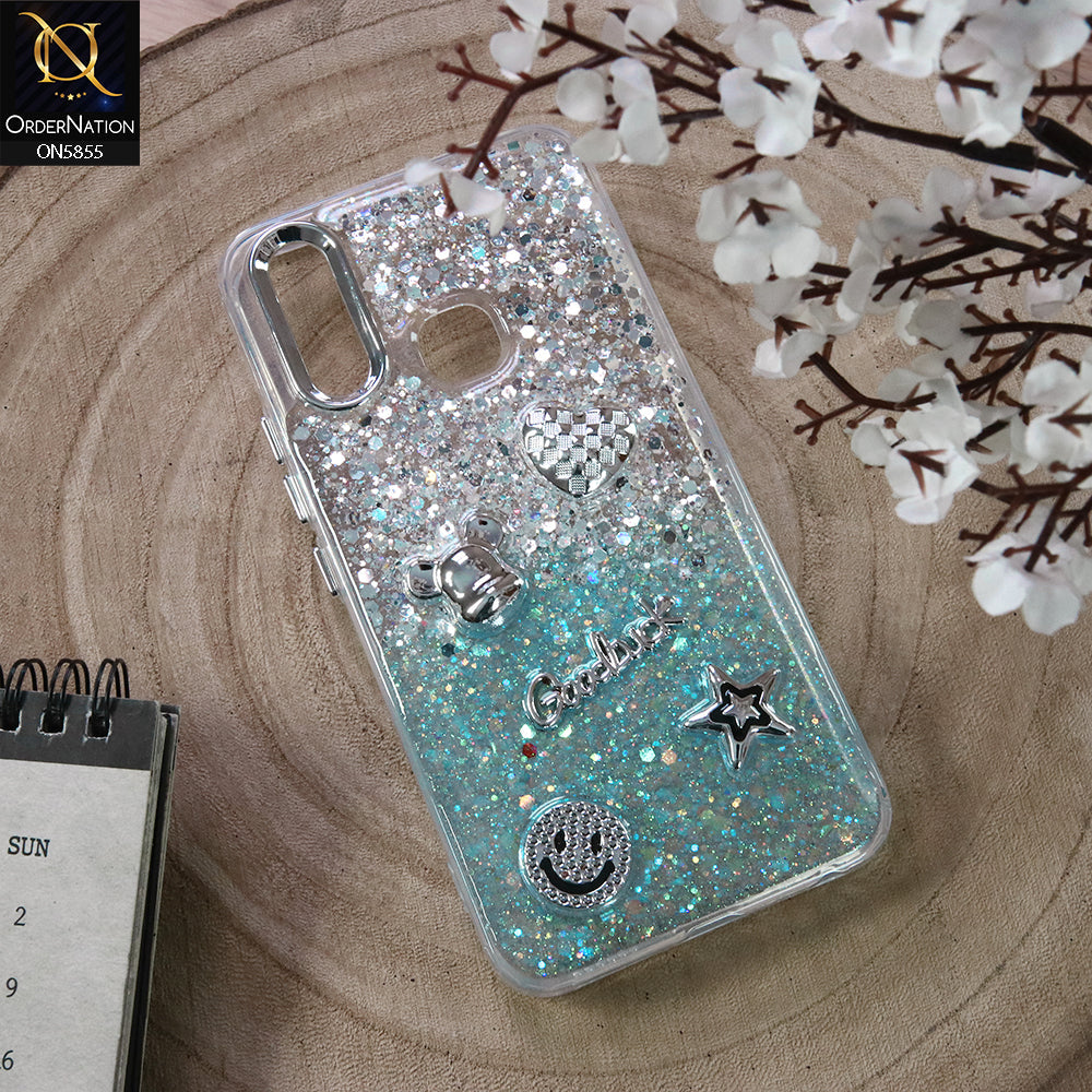 Vivo Y12 Cover - Design1 - New Cool 3D Goodluck Trendy Dual Sides Glitter Shiny Case (Glitter Doesn`t Move)