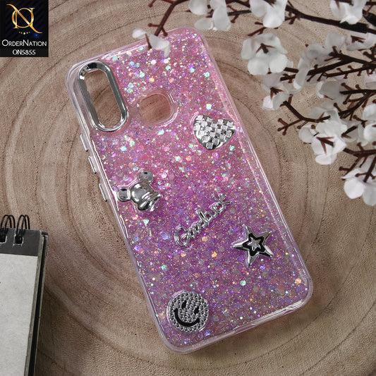 Vivo Y15 Cover - Design5 - New Cool 3D Goodluck Trendy Dual Sides Glitter Shiny Case (Glitter Doesn`t Move)
