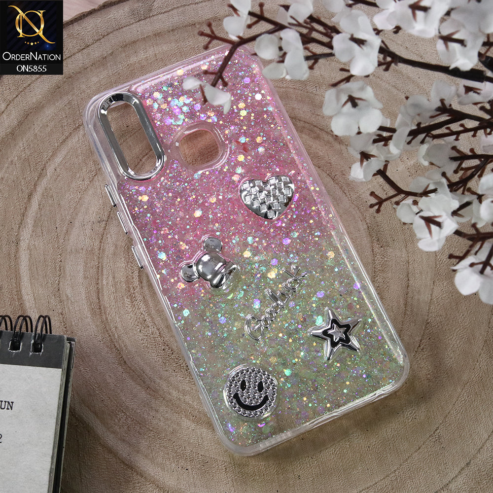 Vivo Y12 Cover - Design6 - New Cool 3D Goodluck Trendy Dual Sides Glitter Shiny Case (Glitter Doesn`t Move)