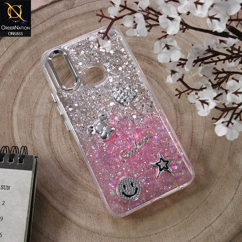 Vivo Y17 Cover - Design7 - New Cool 3D Goodluck Trendy Dual Sides Glitter Shiny Case (Glitter Doesn`t Move)