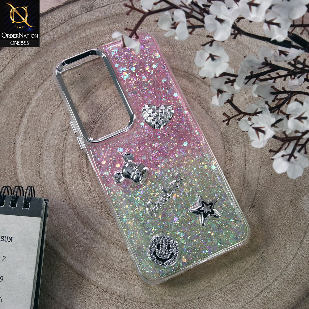 Vivo Y29 5G Cover - Design6 - New Cool 3D Goodluck Trendy Dual Sides Glitter Shiny Case (Glitter Doesn`t Move)