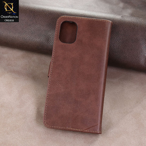 Samsung Galaxy A06 Cover - Dark brown - Premium Leather Megantic Flip Book Covers With Card Holding Option