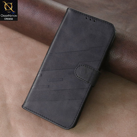 Xiaomi Redmi Note 14 4G Cover - Black - Premium Leather Megantic Flip Book Covers With Card Holding Option