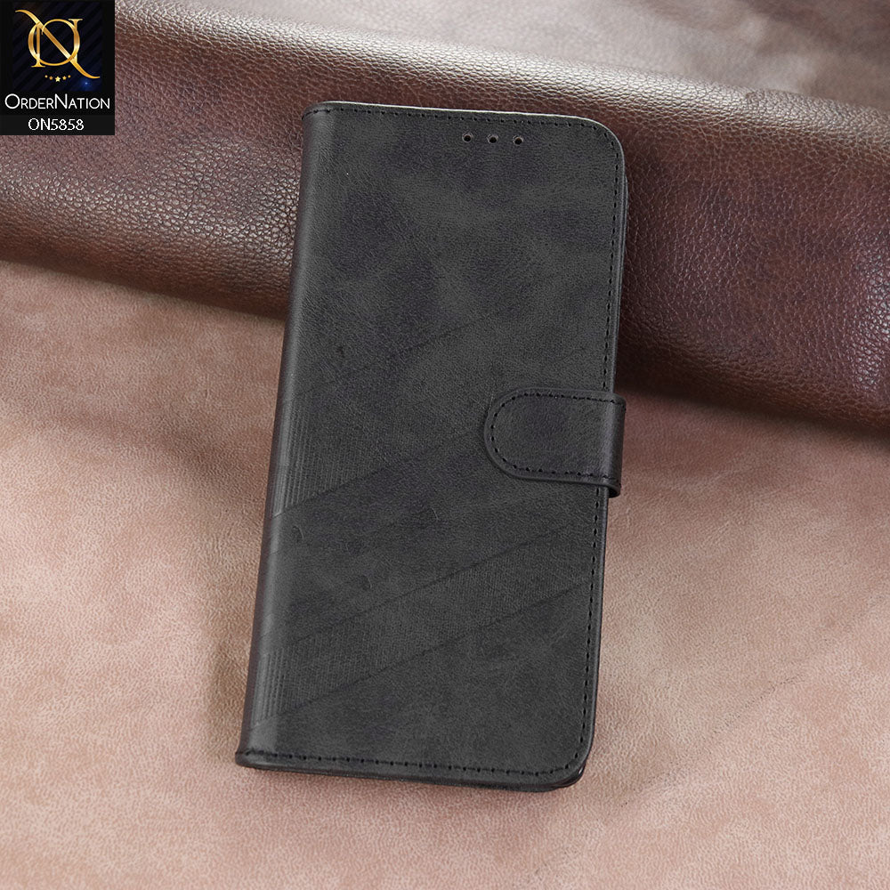Xiaomi Redmi Note 14 4G Cover - Black - Premium Leather Megantic Flip Book Covers With Card Holding Option