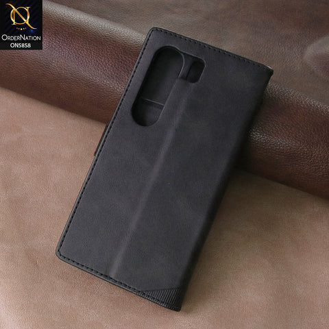 Tecno Camon 40 Pro Cover - Black - Premium Leather Megantic Flip Book Covers With Card Holding Option