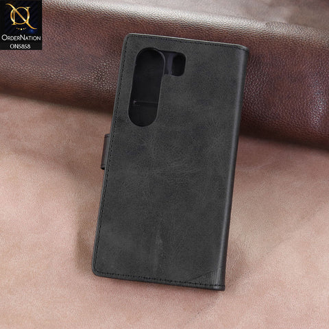 Tecno Camon 40 Pro Cover - Black - Premium Leather Megantic Flip Book Covers With Card Holding Option