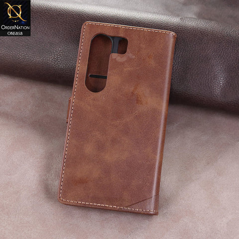 Tecno Camon 40 Pro Cover - Dark brown - Premium Leather Megantic Flip Book Covers With Card Holding Option