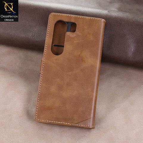 Tecno Camon 40 Pro 5G Cover - Light brown - Premium Leather Megantic Flip Book Covers With Card Holding Option