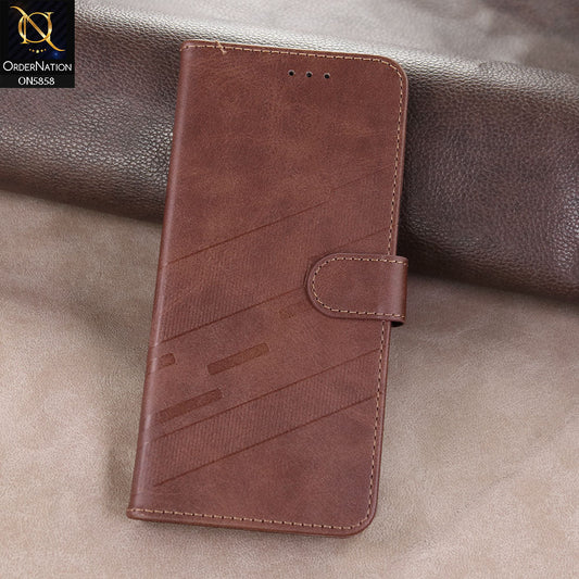 Tecno Camon 30 Cover - Dark brown - Premium Leather Megantic Flip Book Covers With Card Holding Option