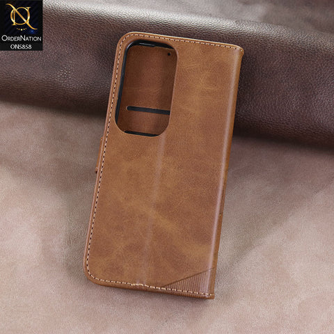 Infinix Hot 50 Pro Cover - Light brown - Premium Leather Megantic Flip Book Covers With Card Holding Option