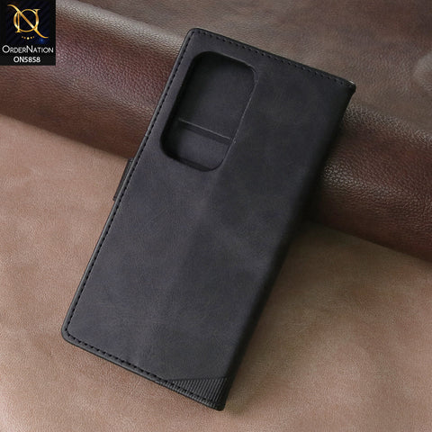 Infinix Hot 50 Pro Plus  Cover - Black - Premium Leather Megantic Flip Book Covers With Card Holding Option