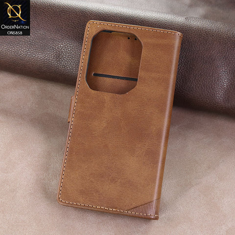Infinix Note 50 4G Cover - Light brown - Premium Leather Megantic Flip Book Covers With Card Holding Option