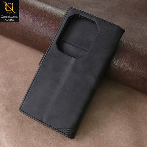 Infinix Note 50 4G Cover - Black - Premium Leather Megantic Flip Book Covers With Card Holding Option