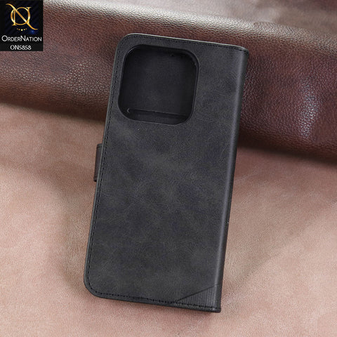 Xiaomi Redmi Note 14 4G Cover - Black - Premium Leather Megantic Flip Book Covers With Card Holding Option
