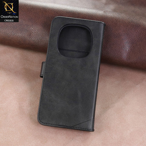 Xiaomi Redmi Note 14 Pro 4G Cover - Black - Premium Leather Megantic Flip Book Covers With Card Holding Option