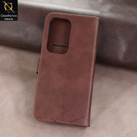 Samsung Galaxy S25 Ultra Cover - Dark brown - Premium Leather Megantic Flip Book Covers With Card Holding Option