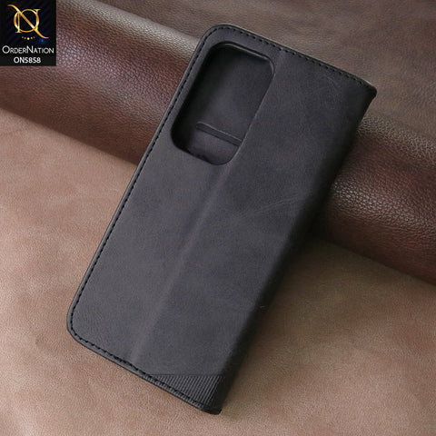 Samsung Galaxy S25 Ultra Cover - Black - Premium Leather Megantic Flip Book Covers With Card Holding Option
