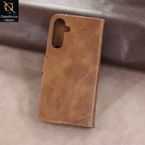 Samsung Galaxy A15 4G Cover - Light brown - Premium Leather Megantic Flip Book Covers With Card Holding Option