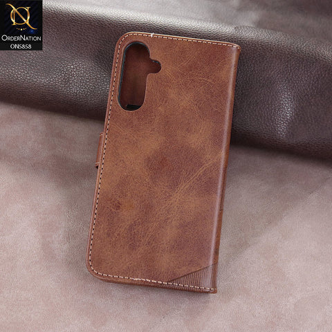 Samsung Galaxy A15 4G Cover - Dark brown - Premium Leather Megantic Flip Book Covers With Card Holding Option