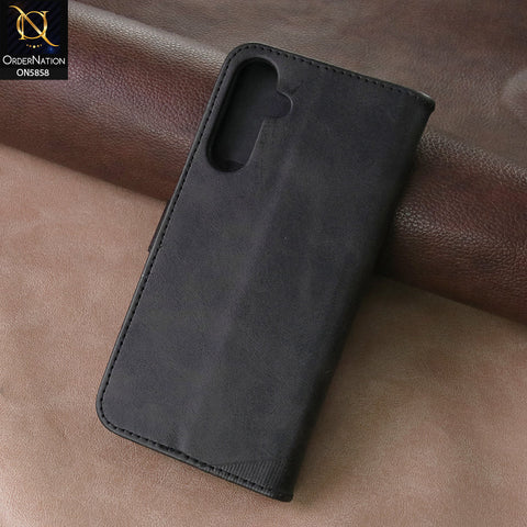Samsung Galaxy A16 Cover - Black - Premium Leather Megantic Flip Book Covers With Card Holding Option