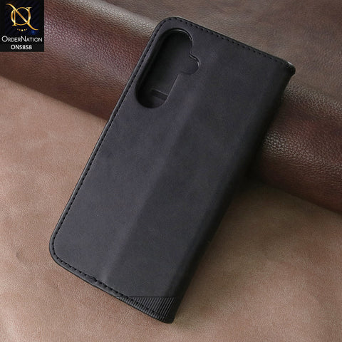 Samsung Galaxy A55 Cover - Black - Premium Leather Megantic Flip Book Covers With Card Holding Option