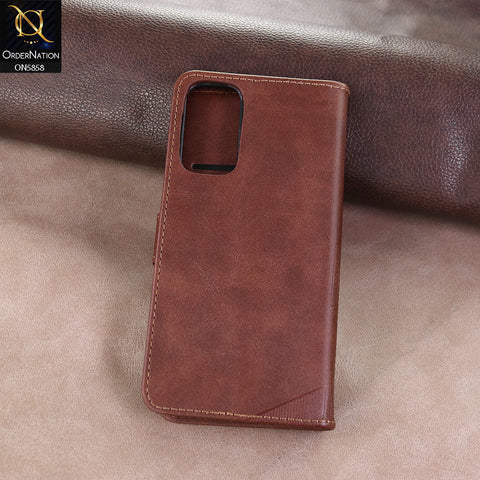 Samsung Galaxy A35 Cover - Dark brown - Premium Leather Megantic Flip Book Covers With Card Holding Option