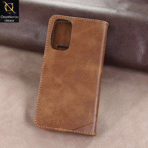 Samsung Galaxy A55 Cover - Light brown - Premium Leather Megantic Flip Book Covers With Card Holding Option