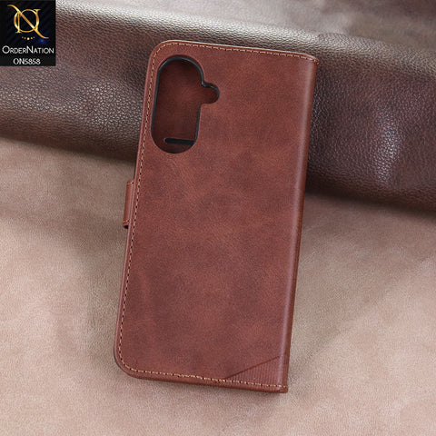 Samsung Galaxy A36 Cover - Dark brown - Premium Leather Megantic Flip Book Covers With Card Holding Option