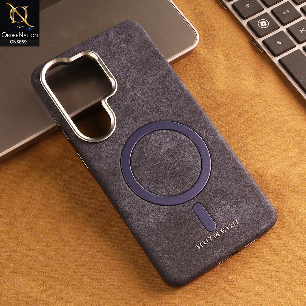 Samsung Galaxy S26 Ultra Cover -  Blue - New Luxury Matte Leather RIMBMAX Magnetic Wireless Charging Soft Case