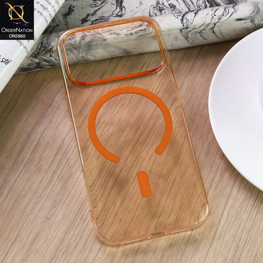iPhone 17 Pro Cover - Orange -  New Premium Clear Hard Case With Magsafe Case