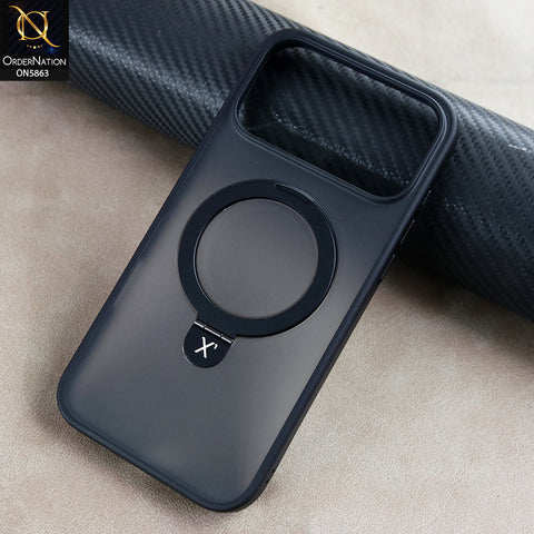 iPhone 17 Pro Max Cover - Black - New X-LEVEL - Magnet Pithy Stone - Soft Bordered Case With Metal Kick stand And Camera protection