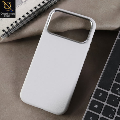 iPhone 17 Pro Max Cover - White - New Premium -X-LEVEL-SKIN FEEL BETTER ENJOYMENT- Leather Texture Design PVC Case With Meatel Camra Bumper