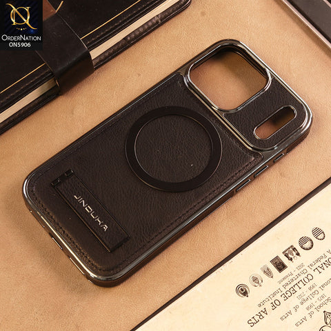 iPhone 17 Pro Max Cover -  Black -  JINDUKA - New High Grade Quality Leather Textured Case with Magnetic and Kickstand