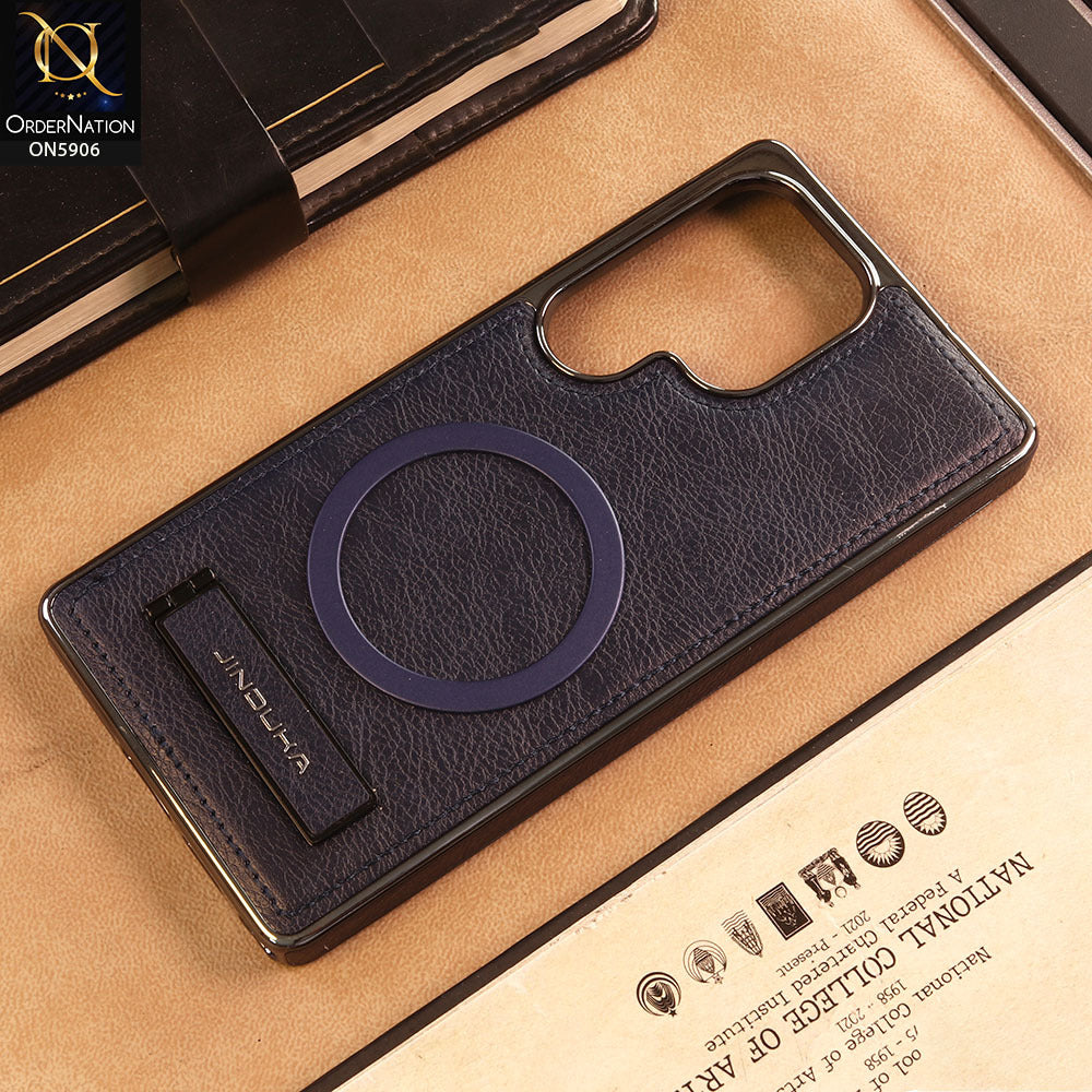 Samsung Galaxy S25 Ultra Cover -  Blue -  JINDUKA - New High Grade Quality Leather Textured Case with Magnetic and Kickstand