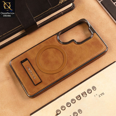 Samsung Galaxy S26 Ultra Cover -  Brown -  JINDUKA - New High Grade Quality Leather Textured Case with Magnetic and Kickstand