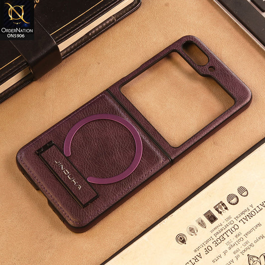 Samsung Galaxy Z Flip 5 5G Cover -Purple -  JINDUKA - New High Grade Quality Leather Textured Case with Magnetic and Kickstand