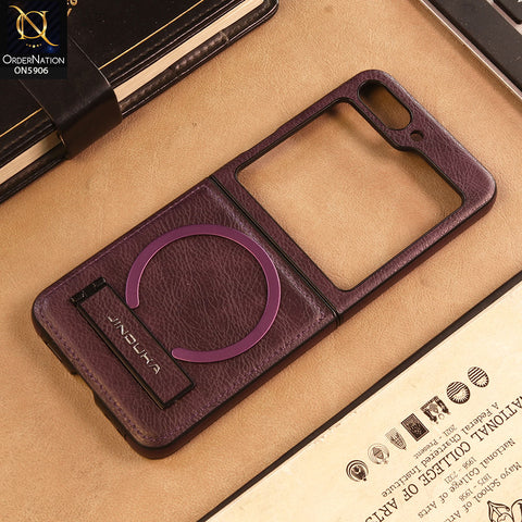 Samsung Galaxy Z Flip 5 5G Cover -Purple -  JINDUKA - New High Grade Quality Leather Textured Case with Magnetic and Kickstand