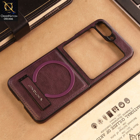Samsung Galaxy Z Flip 6 -Purple -  JINDUKA - New High Grade Quality Leather Textured Case with Magnetic and Kickstand