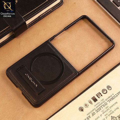 Samsung Galaxy Z Flip 8 Cover -Black -  JINDUKA - New High Grade Quality Leather Textured Case with Magnetic and Kickstand