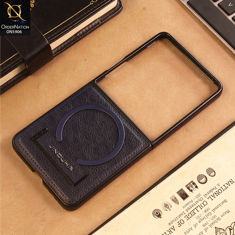 Samsung Galaxy Z Flip 7 Cover -Blue -  JINDUKA - New High Grade Quality Leather Textured Case with Magnetic and Kickstand